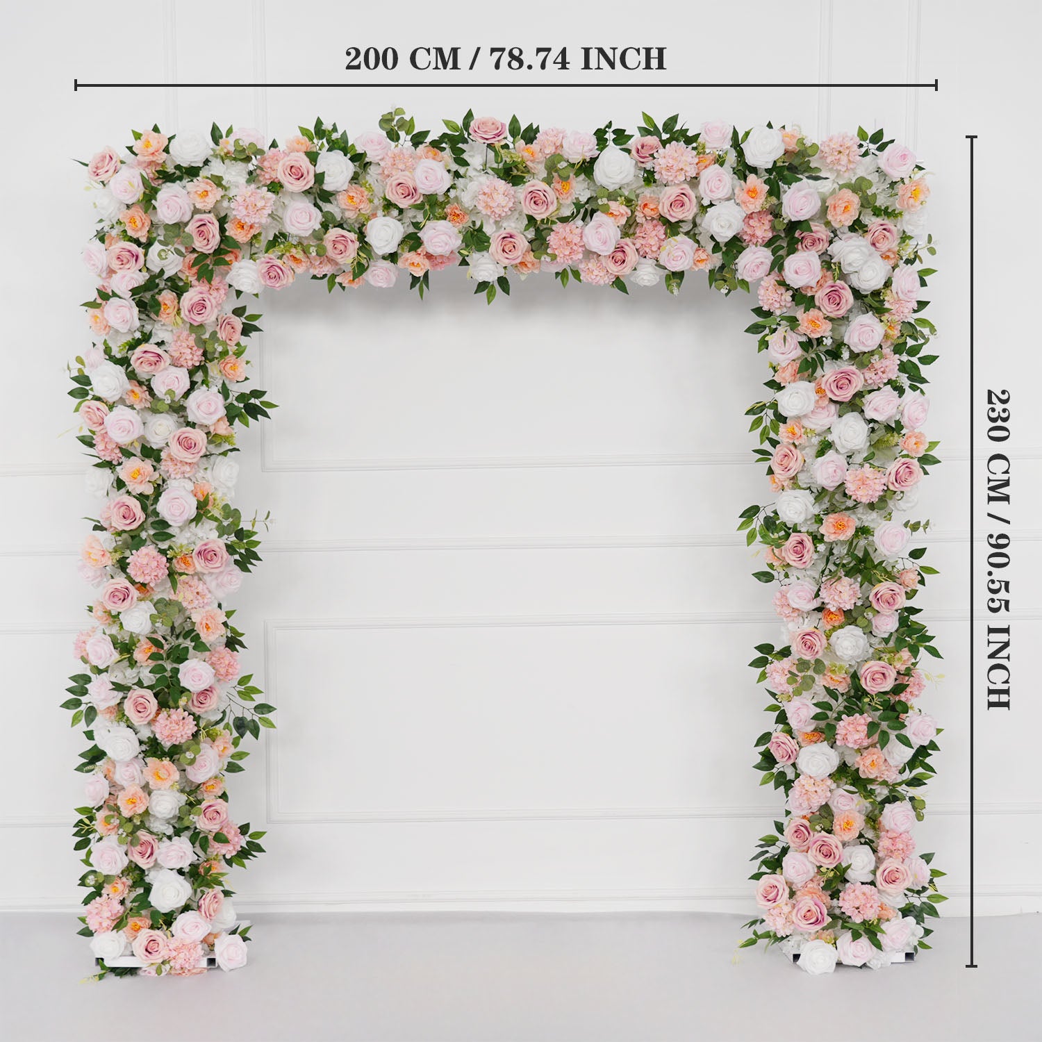 Uflower White Pink Rose Floral Square Arch Wedding Party Backdrop Decoration
